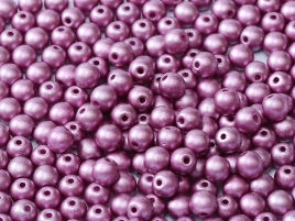 4mm Round Glass Beads, Metallic Lilac (Qty: 50)